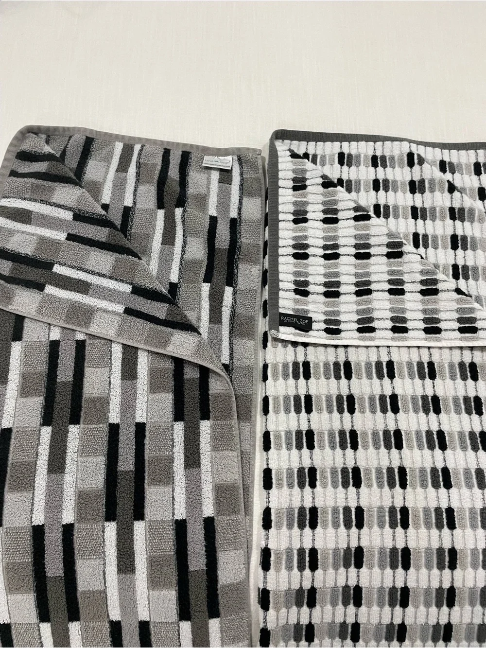 Rachel Zoe Gray & White Patterned Throw Blankets - Modern Striped Set